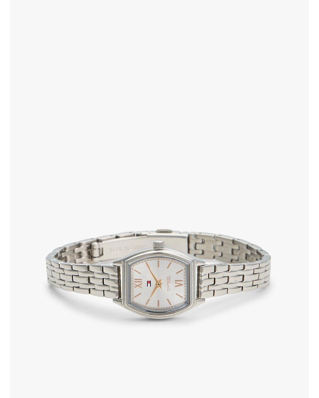 Tommy Hilfiger White Square Dial Stainless Steel Chain-Link Watch