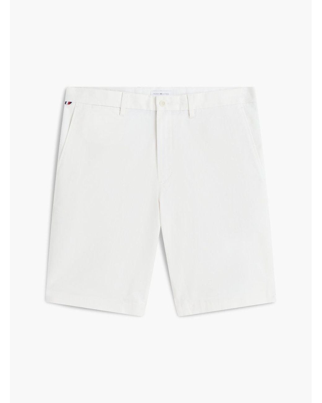 Tommy Hilfiger White Denton Twill Straight Fit Chino Shorts for men