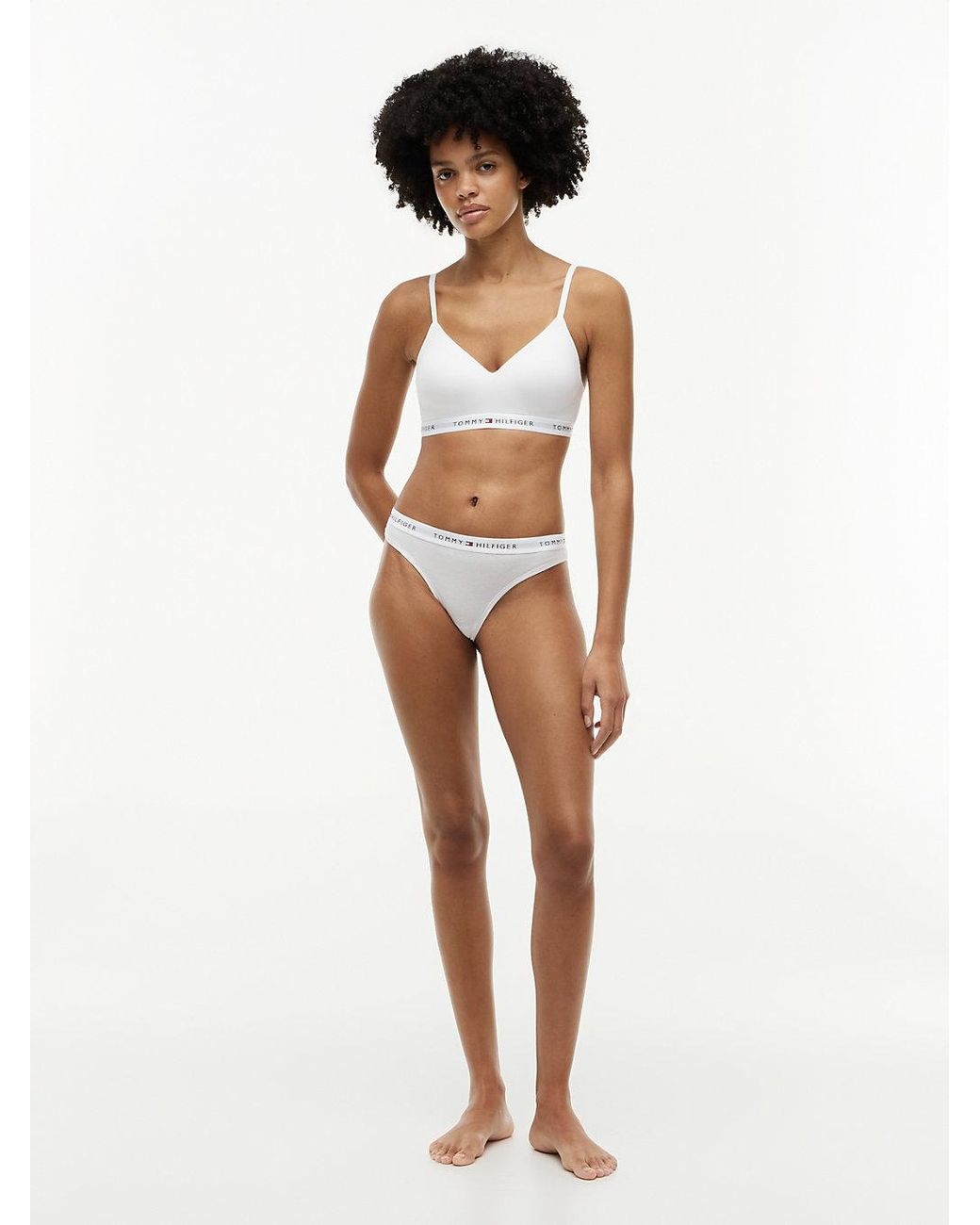 Tommy Hilfiger White Repeat Logo Waistband Thong