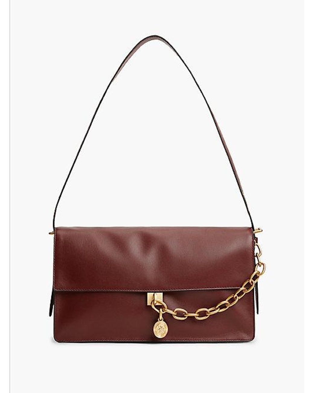 Tommy Hilfiger Purple Leather Chain Charm Shoulder Bag