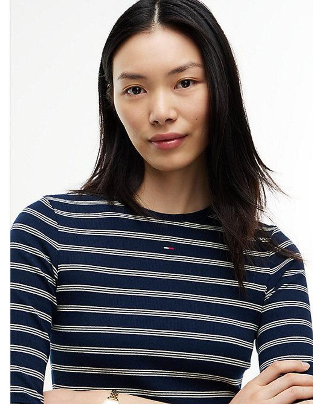Tommy Hilfiger Blue Flag Embroidery Slim Long Sleeve T-Shirt