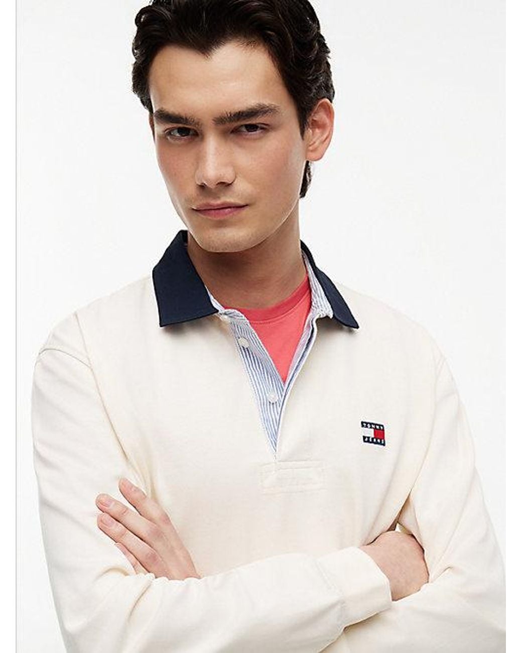 Tommy Hilfiger White Tommy Jeans Tommy Badge Relaxed Rugby Shirt for men