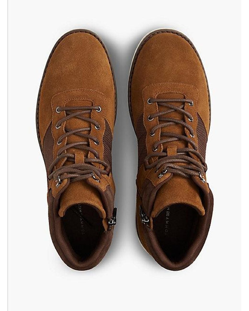 Tommy Hilfiger Brown Suede Outdoor Cleat Mesh Panel Boots for men