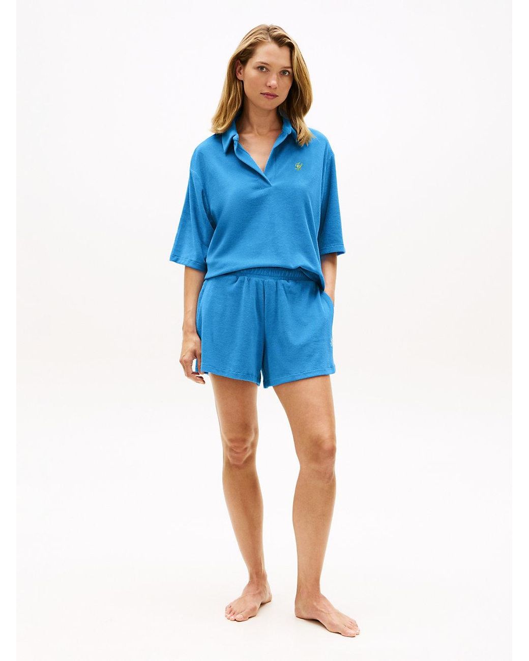 Chemise À Manches Courtes En Tissu Éponge Tommy Hilfiger en coloris Blue