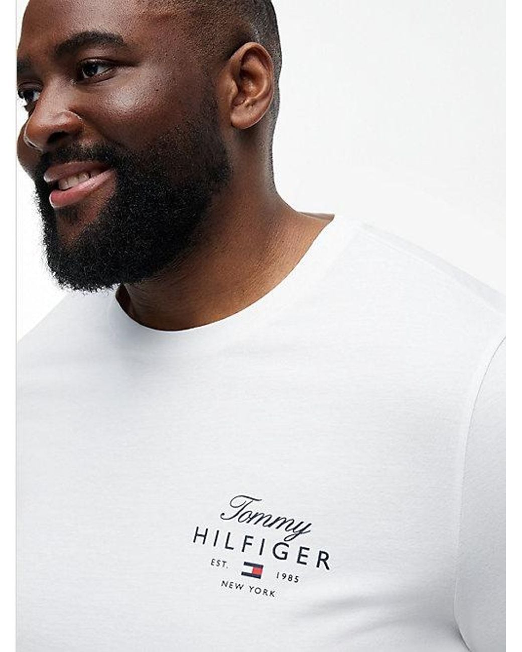 Tommy Hilfiger White Plus Logo Jersey Crew Neck T-Shirt for men