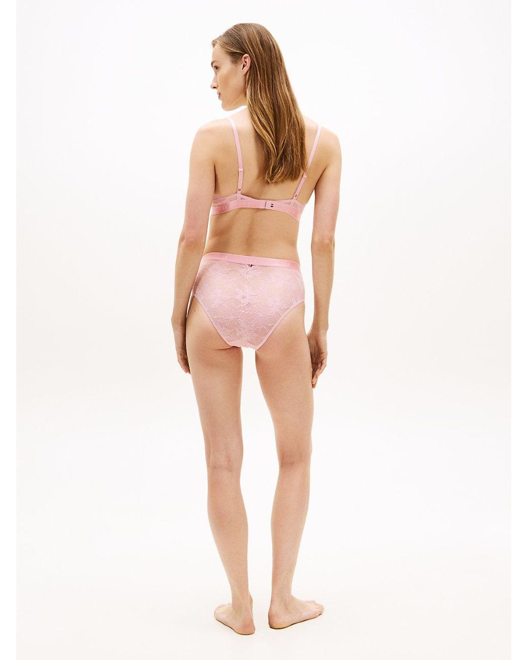 Tommy Hilfiger Pink Repeat Logo Lace High Rise Briefs