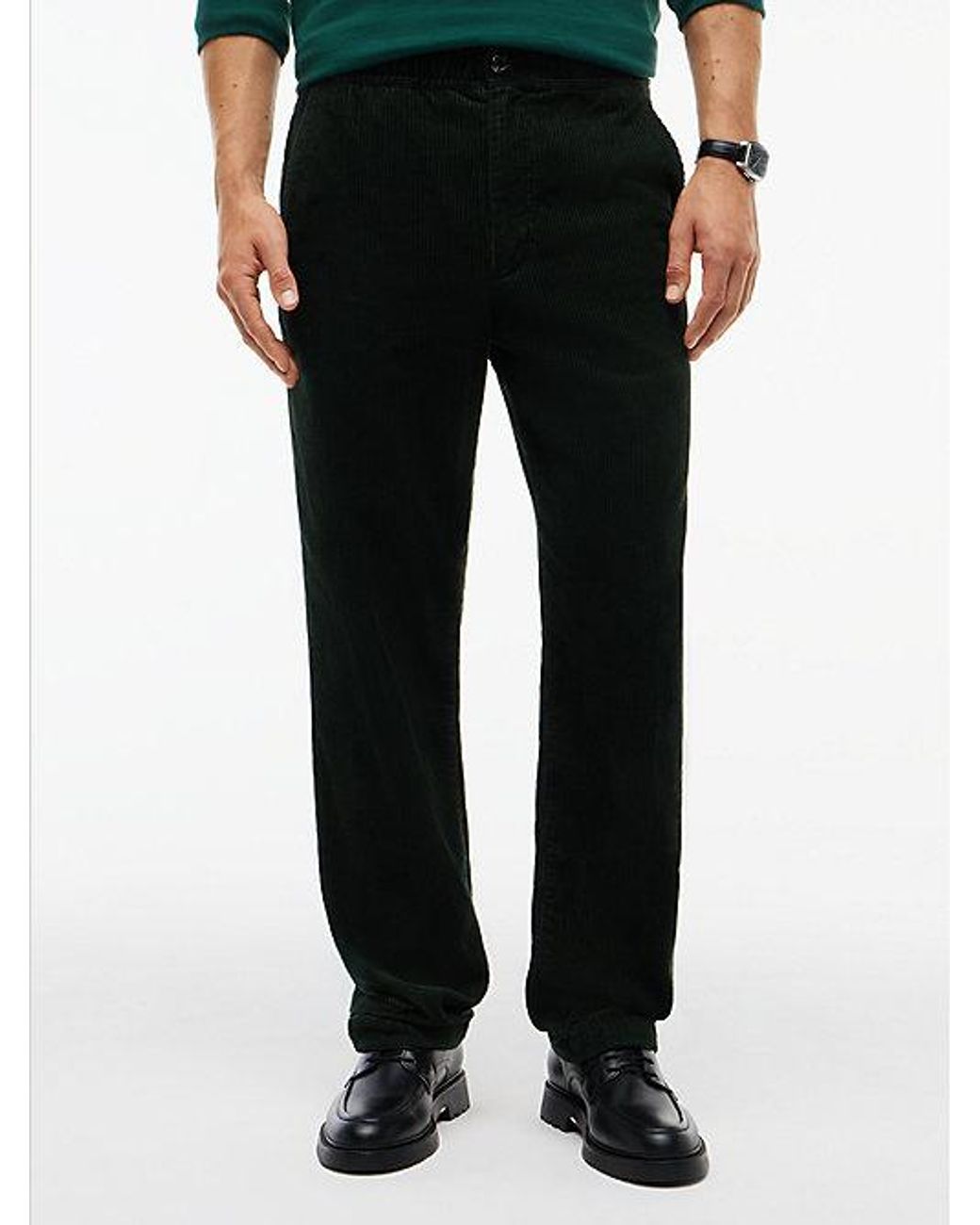 Tommy Hilfiger Black Dover Regular Straight Elasticated Corduroy Chinos for men