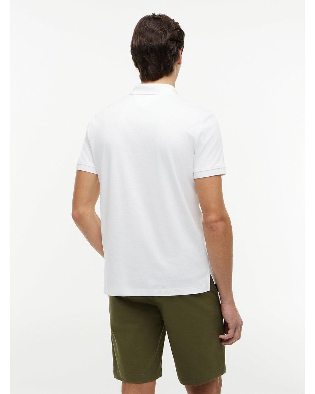 Tommy Hilfiger White Regular Fit Fluid Cotton Polo Shirt for men