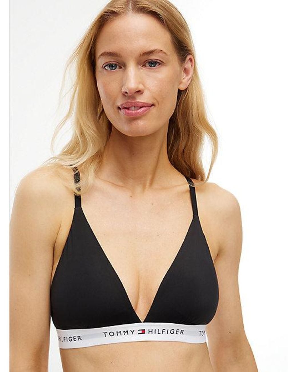 Tommy Hilfiger White Signature Logo Microfibre Triangle Bra