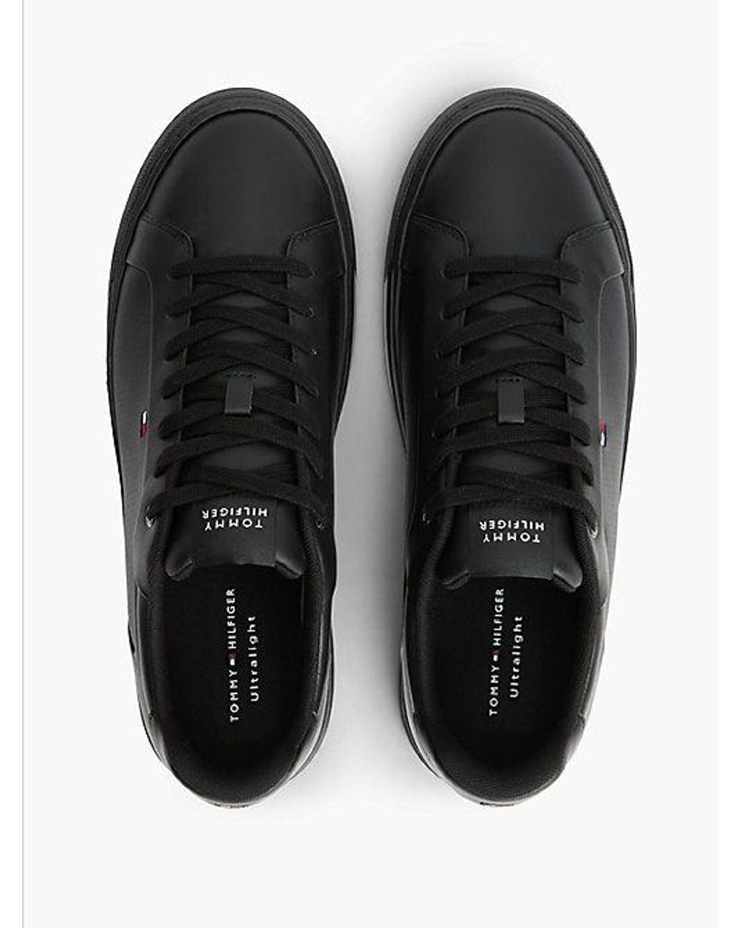 Tommy Hilfiger Black Leather Lightweight Court Trainers for men