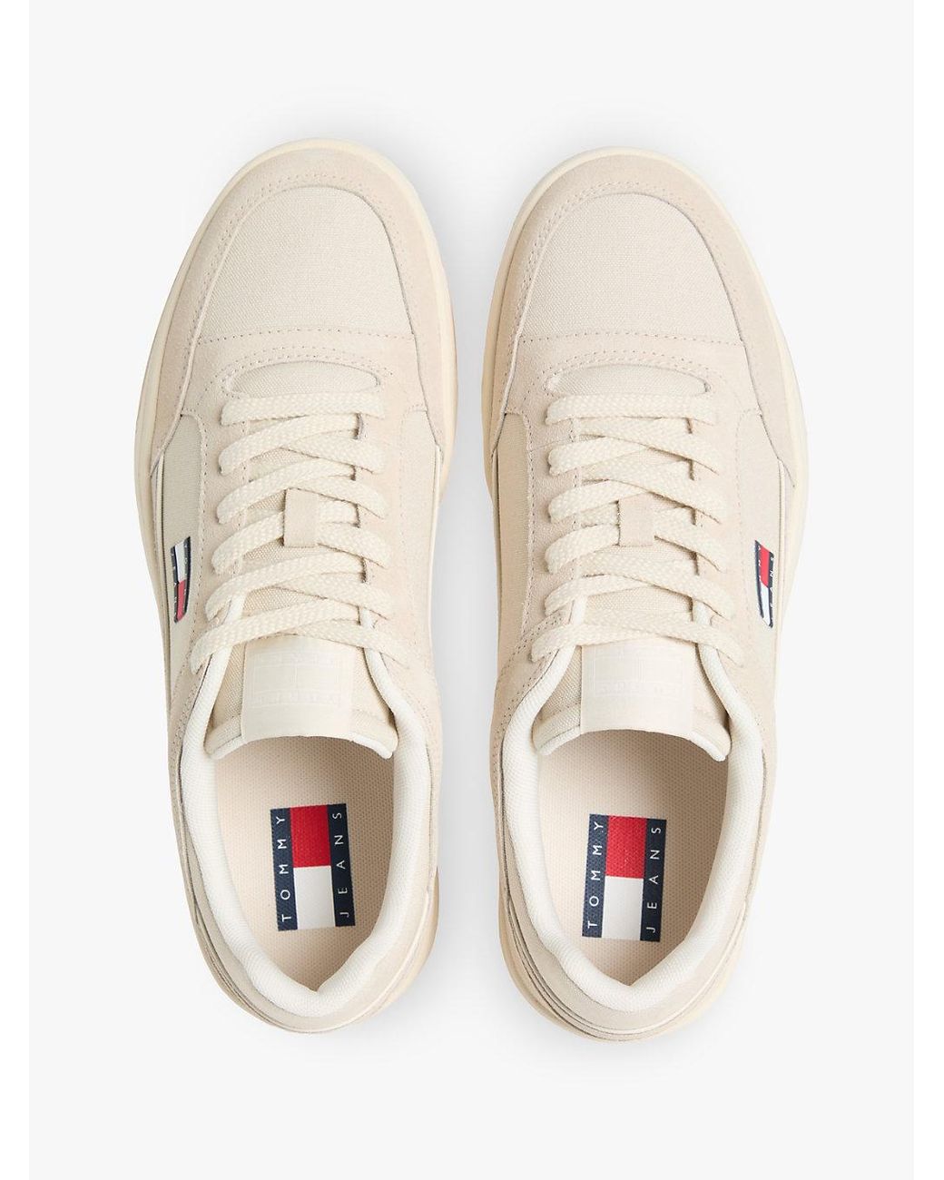 Tommy Hilfiger White Canvas Leather Cupsole Trainers for men