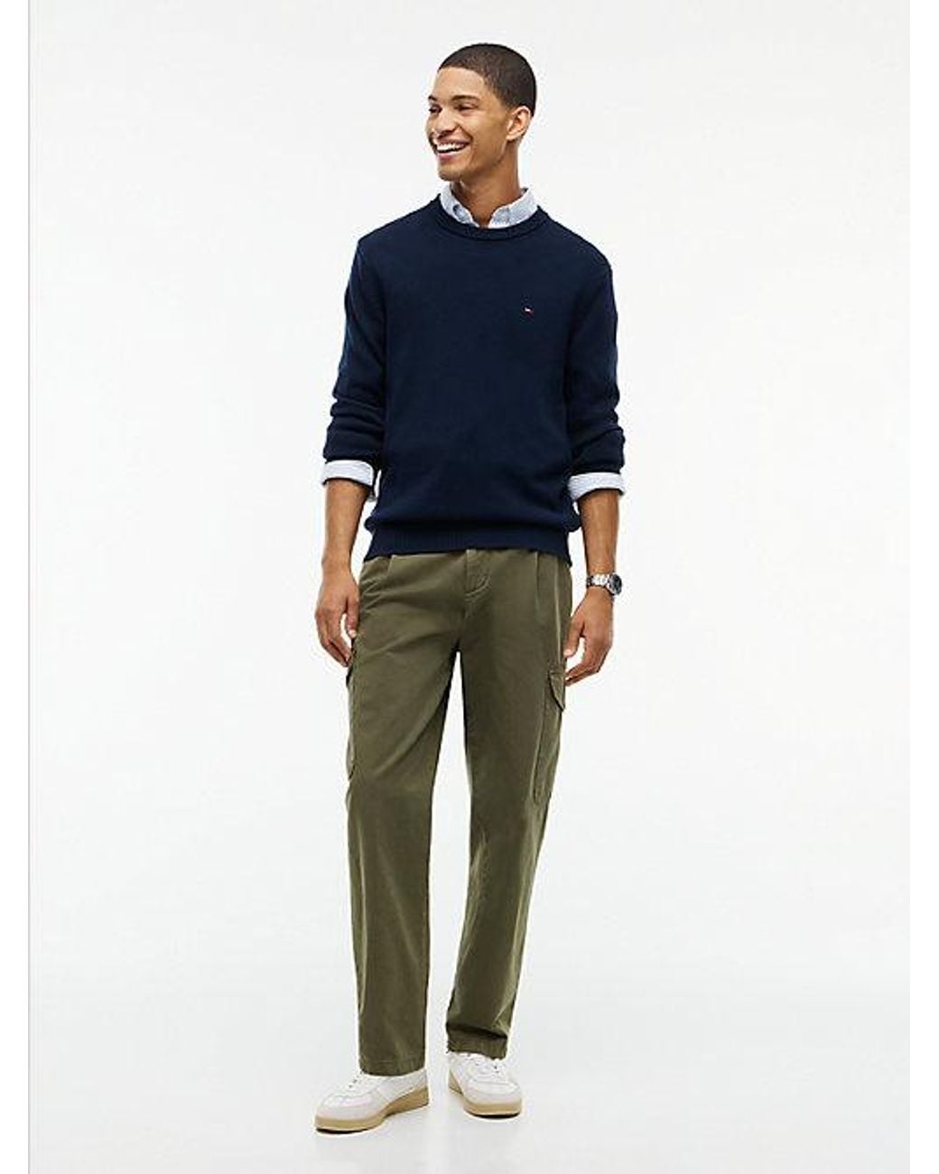 Tommy Hilfiger Blue Tommy Flag Textured Slim Jumper for men