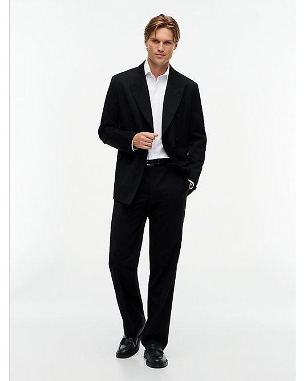 Tommy Hilfiger Black Pure Wool Twill Trousers for men