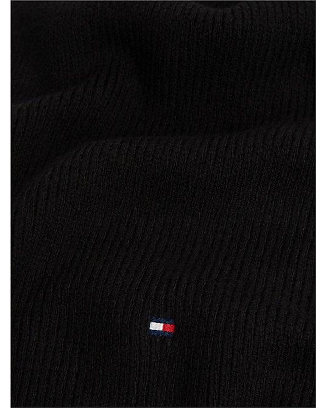 Tommy Hilfiger Black Hilfiger Flag Knit Scarf With Wool