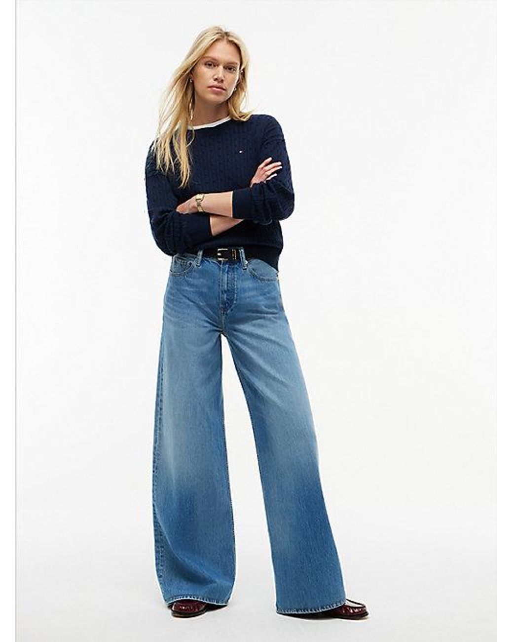 Tommy Hilfiger Blue Indie High Rise Wide Jeans