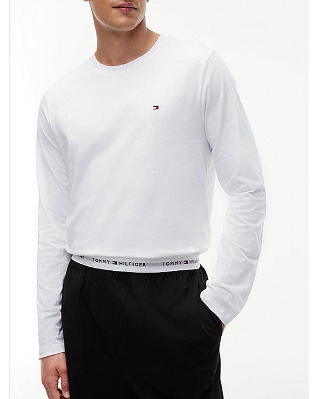 Tommy Hilfiger White Signature Logo Waistband Pyjamas Set for men
