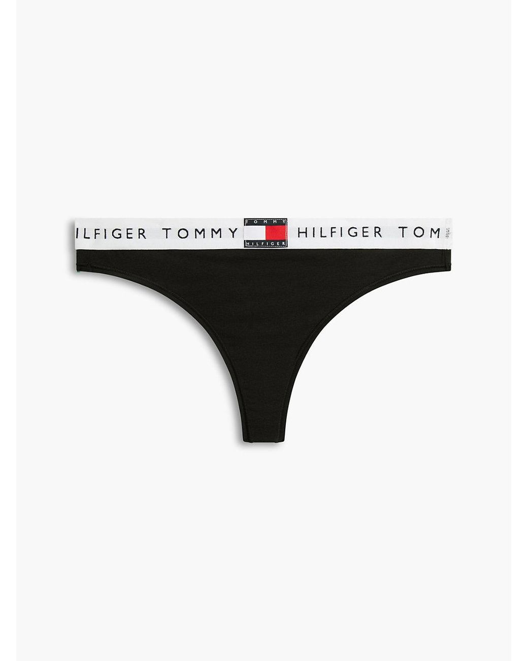 Tommy Hilfiger Black Heritage Tonal Logo Thong