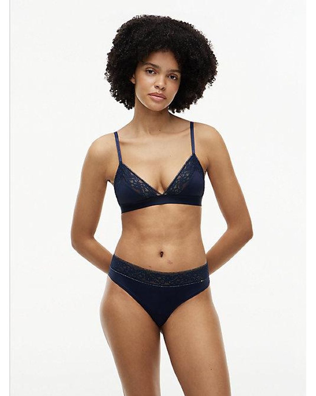 Tommy Hilfiger Blue Floral Lace Thong