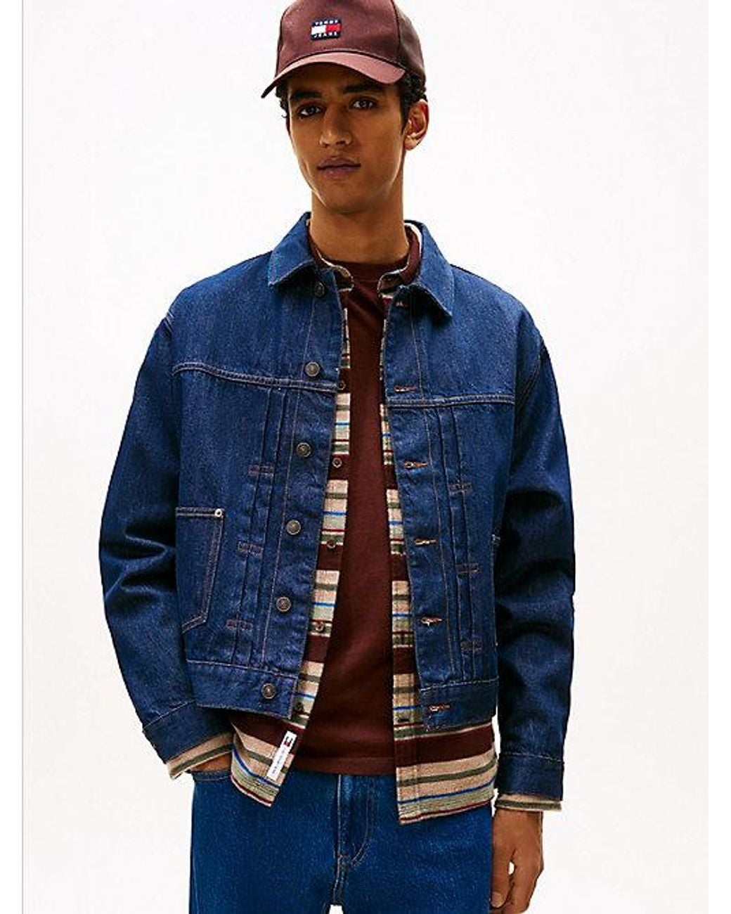 Tommy Hilfiger Blue Pleated Denim Trucker Jacket for men