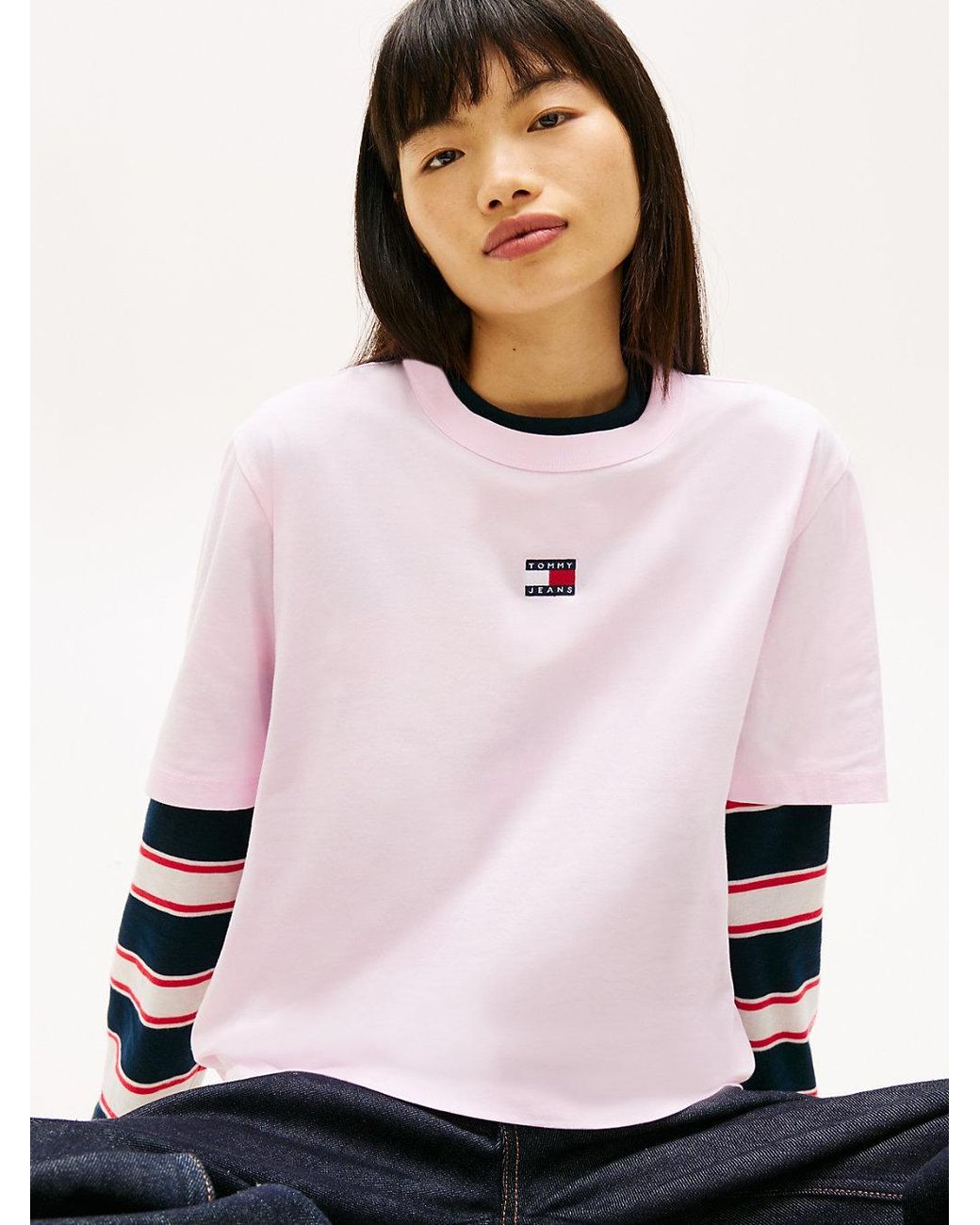 Tommy Hilfiger White Tommy Badge Boxy Crew Neck T-Shirt