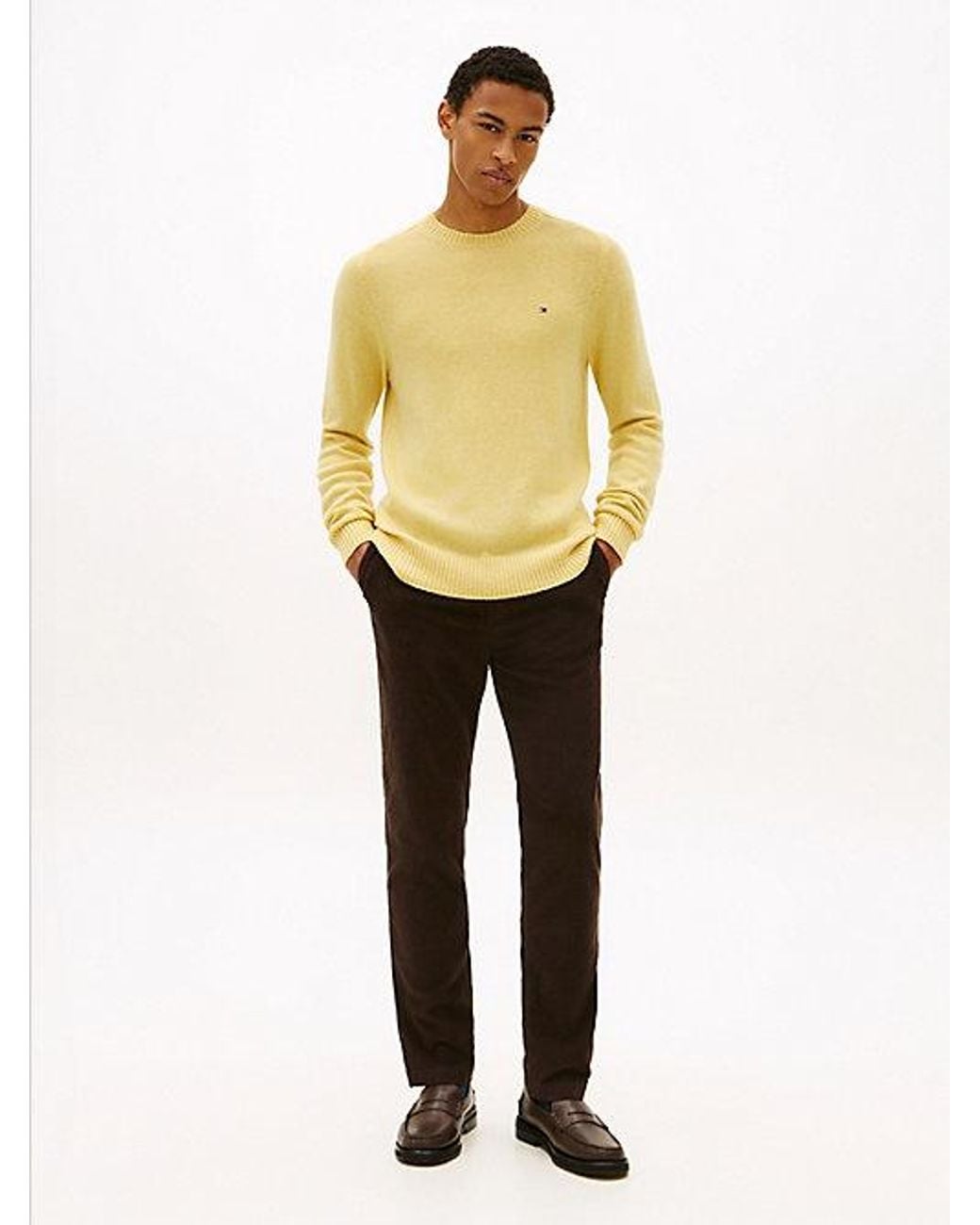 Tommy Hilfiger Yellow Pure Lambswool Crew Neck Jumper for men