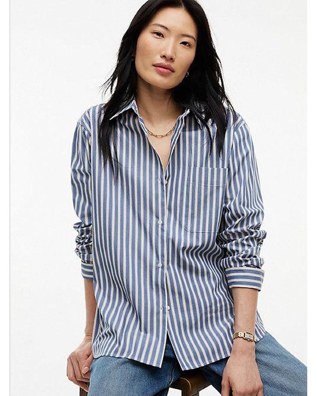 Tommy Hilfiger Blue Classic Oversized Fit Logo Poplin Shirt