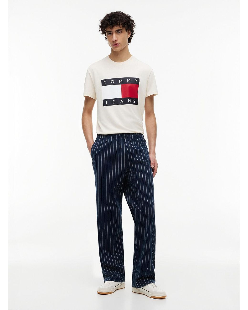 Tommy Hilfiger Blue Jaimie Relaxed Pinstripe Twill Trousers for men