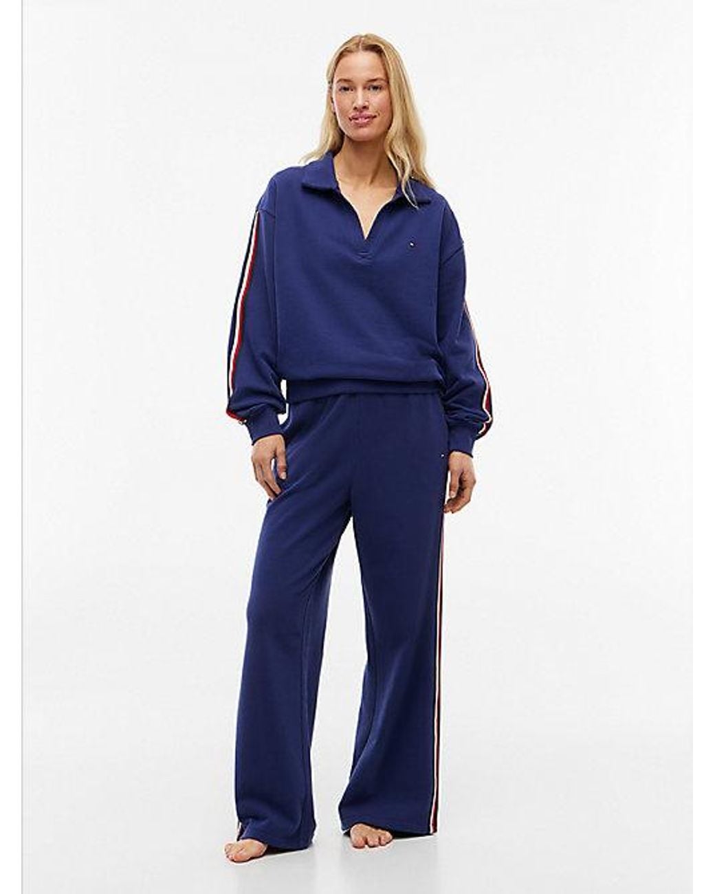Tommy Hilfiger Blue Global Stripe Relaxed Lounge Rugby Jumper