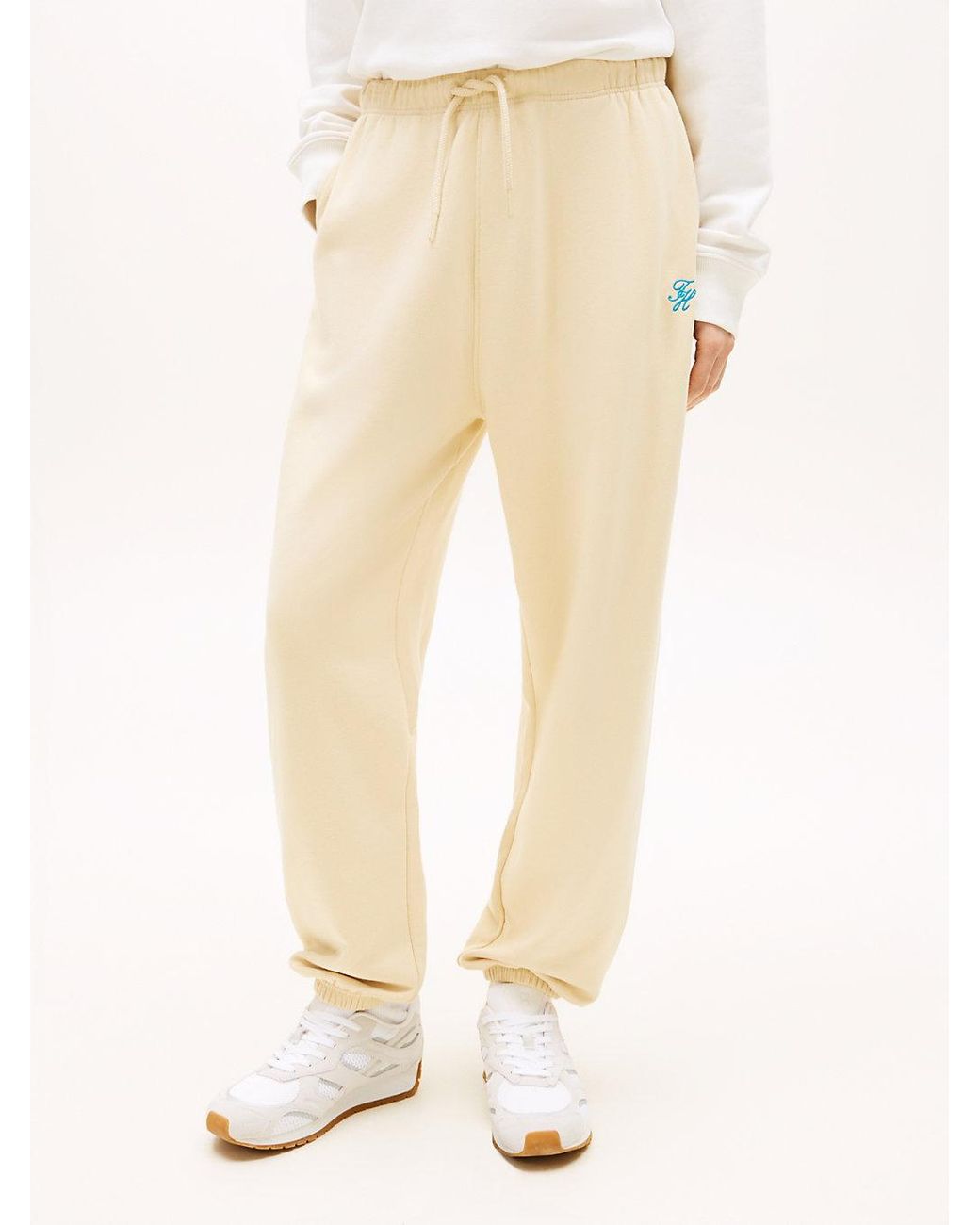 Tommy Hilfiger Natural Logo Embroidery Cuffed Leg Joggers