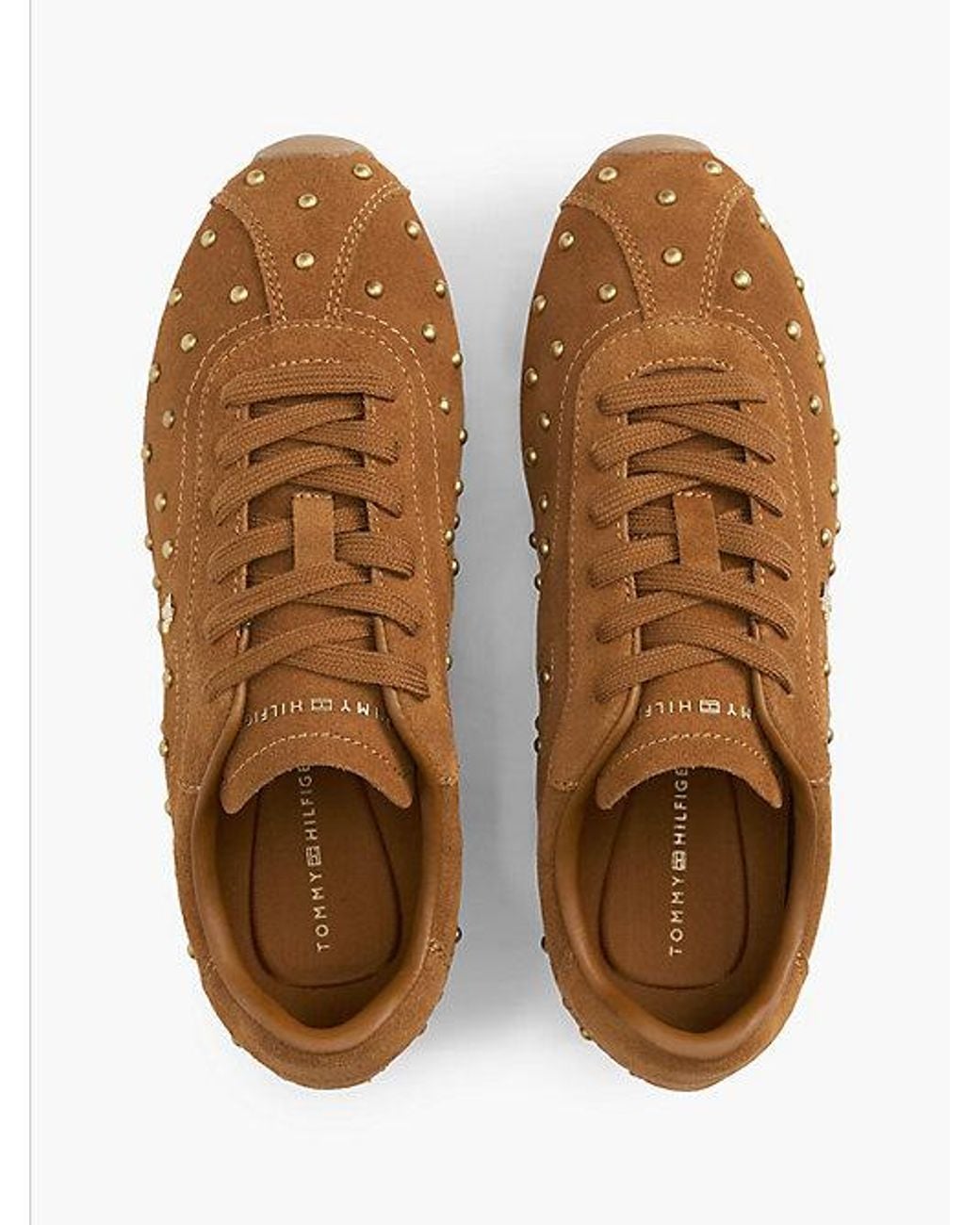 Tommy Hilfiger Brown Suede Studded Low Profile Trainers