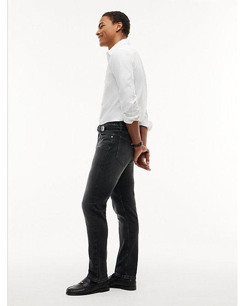 Tommy Hilfiger Black Denton Slim Straight Faded Jeans for men