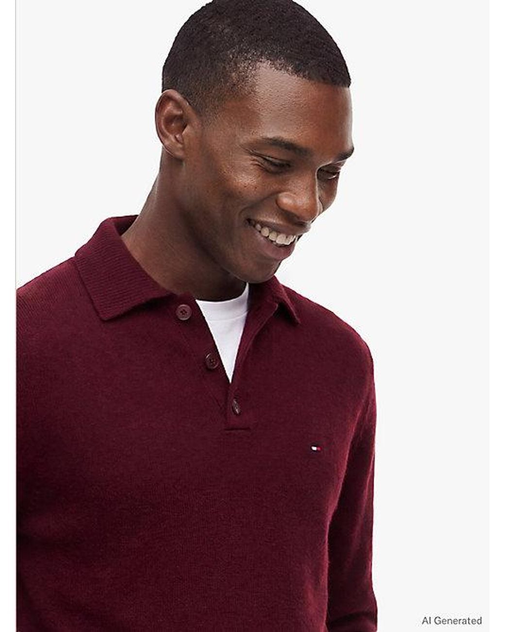 Tommy Hilfiger Red Pure Lambswool Polo Jumper for men