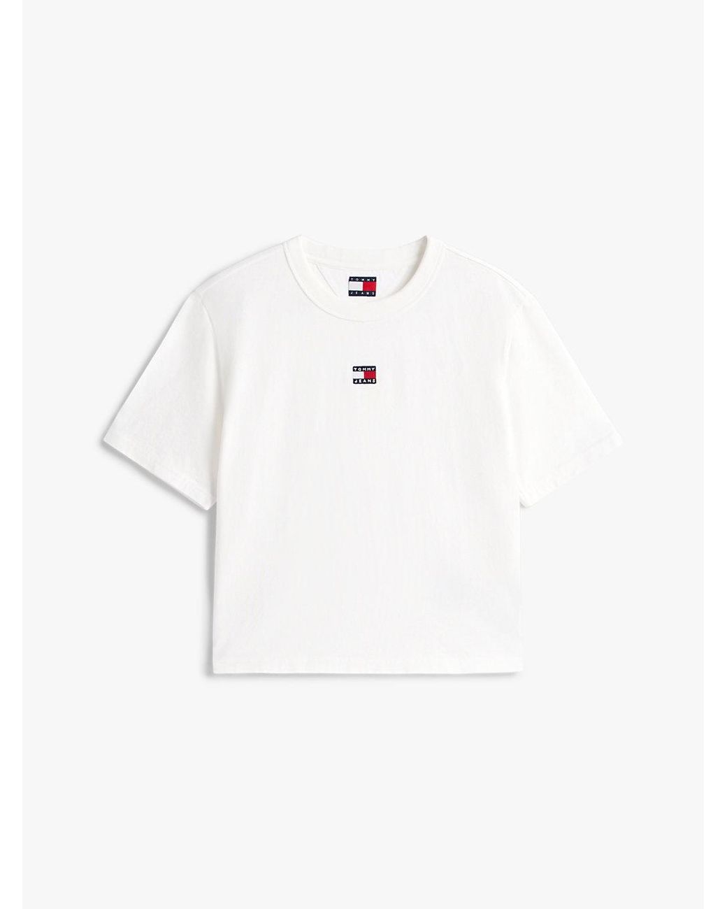 Tommy Hilfiger White Tommy Badge Boxy Crew Neck T-Shirt