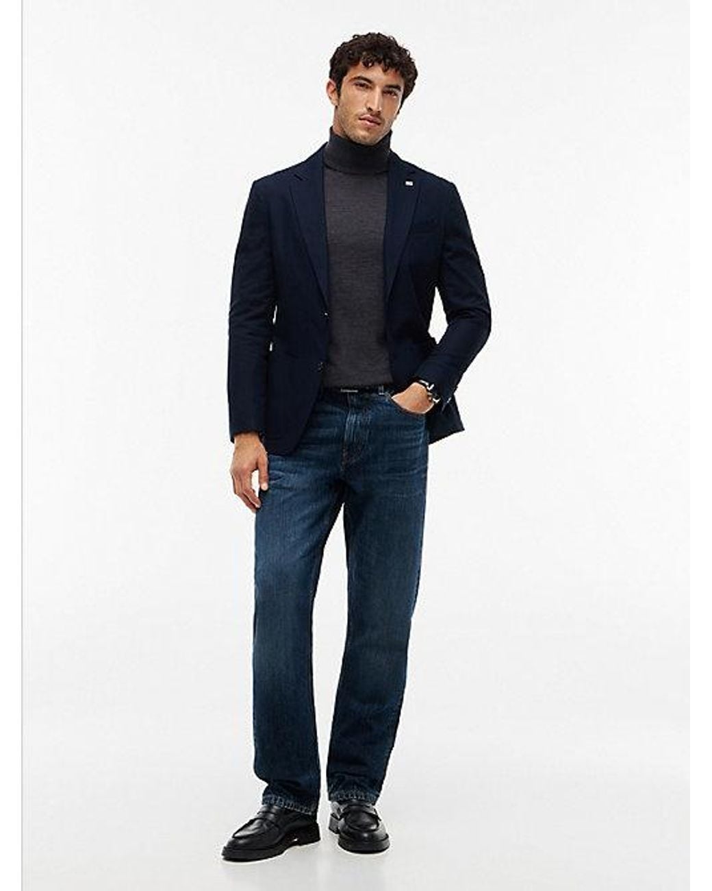 Tommy Hilfiger Blue New York Label Wool Roll Neck Jumper for men