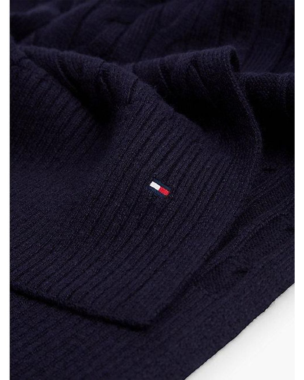 Tommy Hilfiger Blue Lambswool Blend Cable Knit Scarf for men