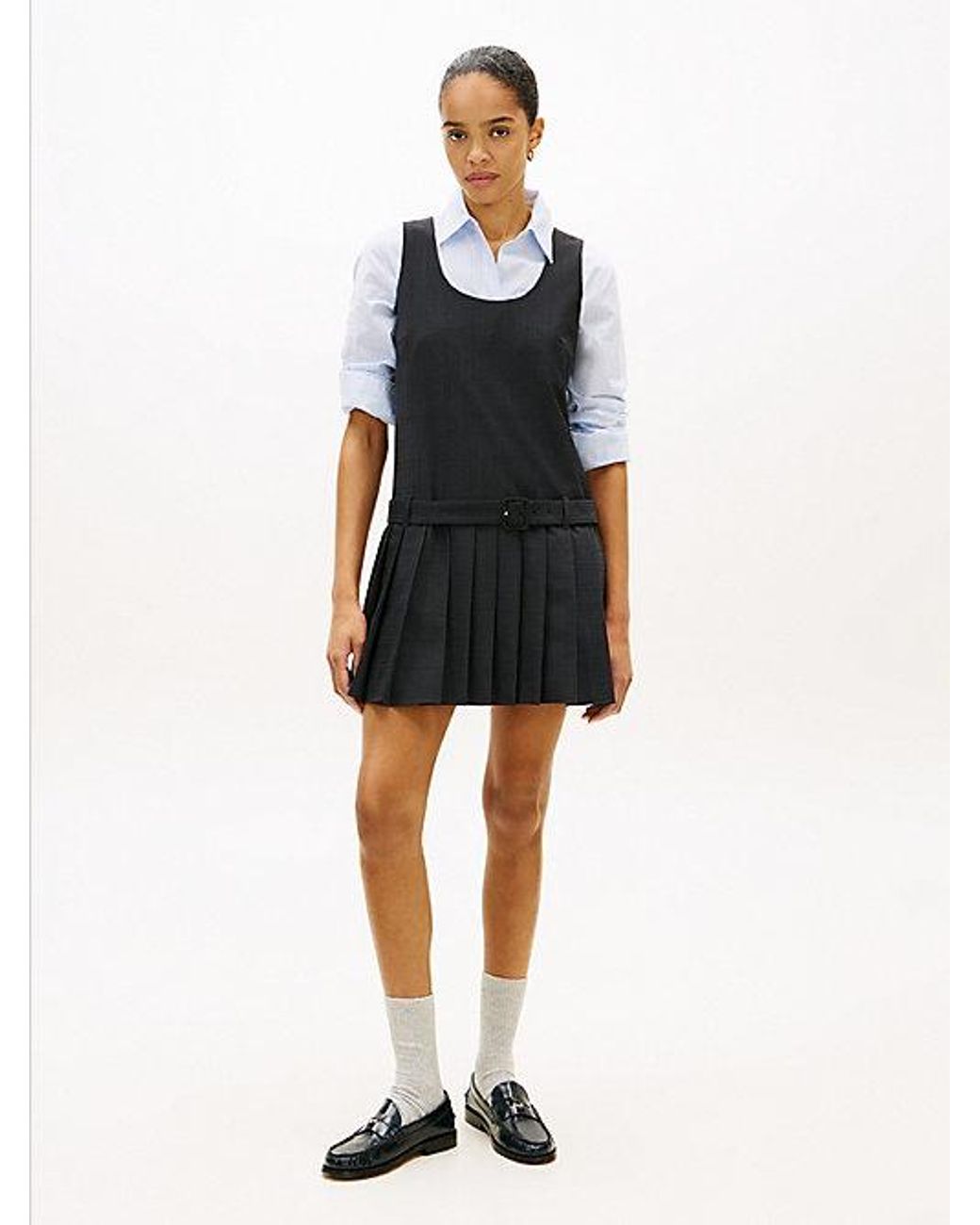Tommy Hilfiger Black Check Wool Blend Mini Shift Dress