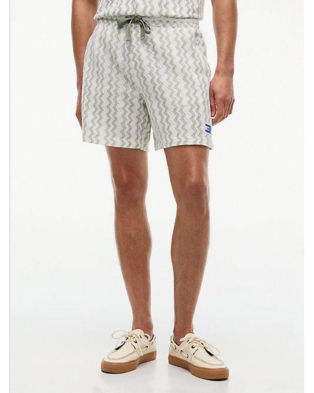 Tommy Hilfiger White Open Textured Logo Label Shorts for men