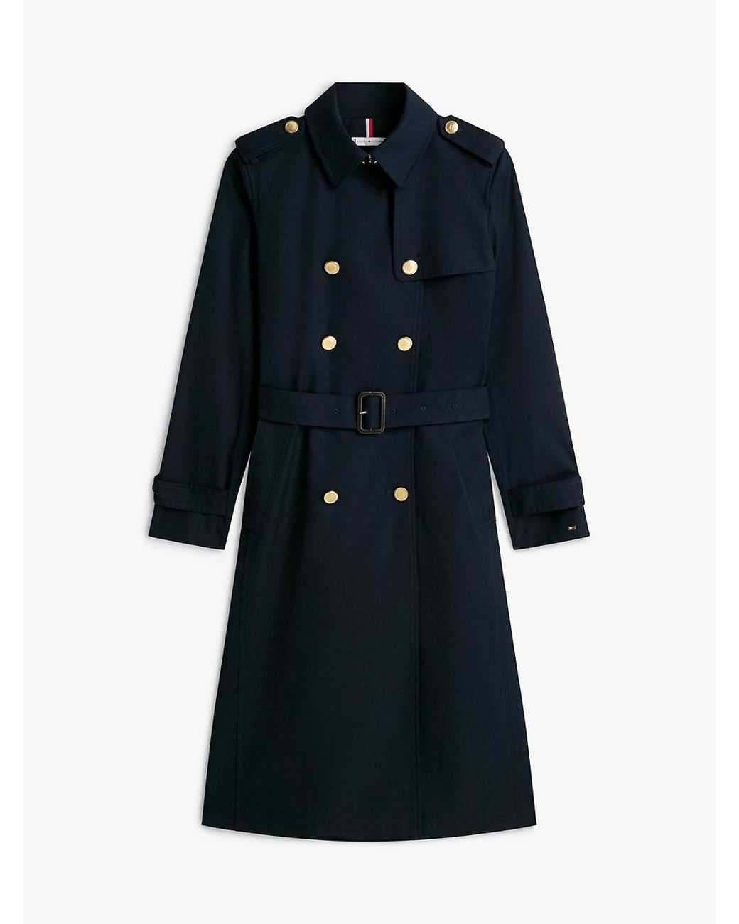 Tommy Hilfiger Blue Tone Button Slim Trench Coat