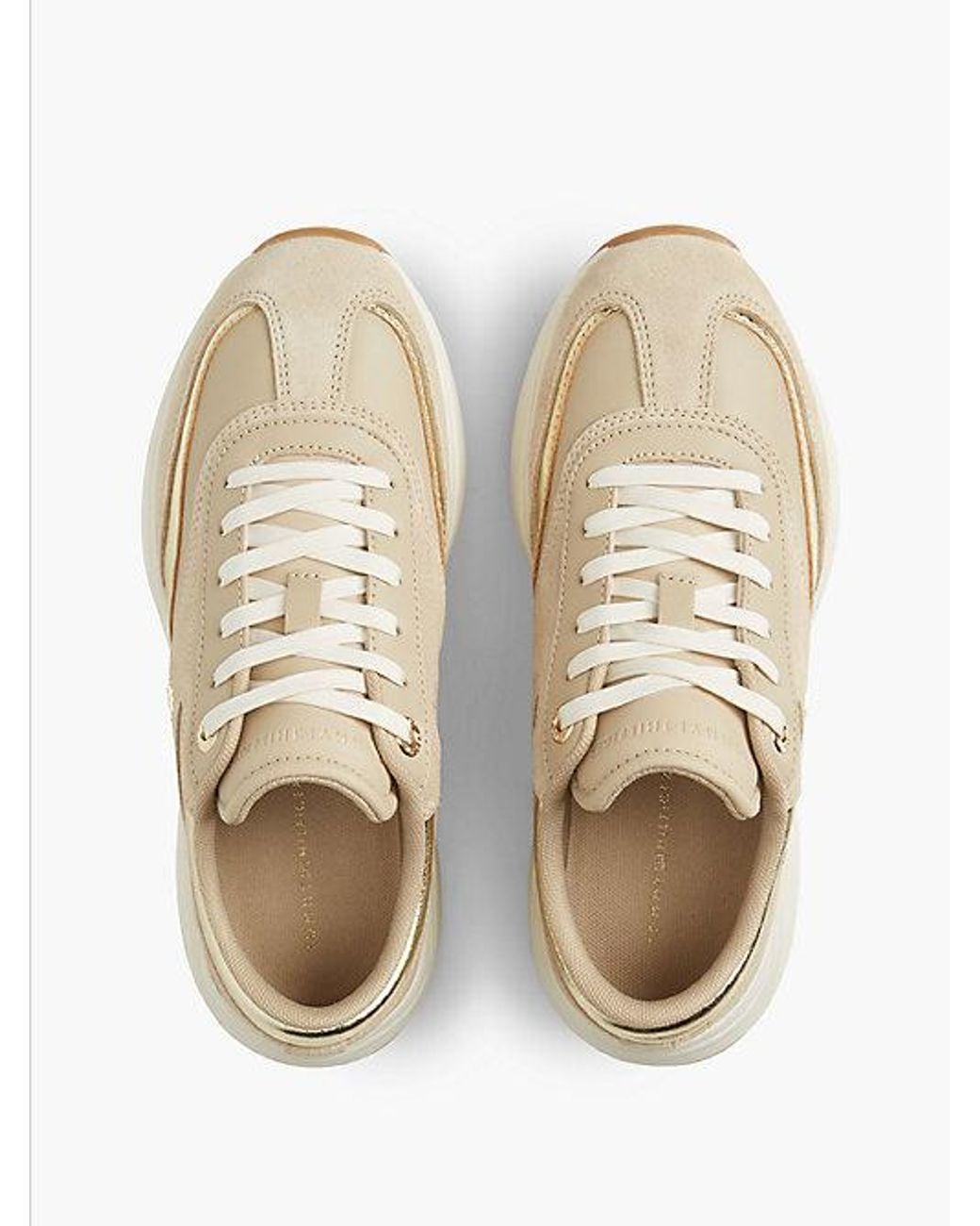 Tommy Hilfiger White Suede Th Monogram Metallic Trainers