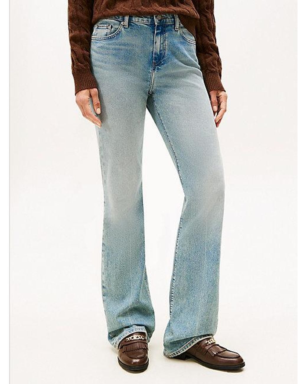 Tommy Hilfiger White Faded Mid Rise Bootcut Jeans