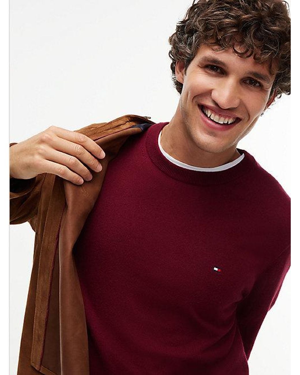 Tommy Hilfiger Red Crew Neck Jumper With Cashmere for men