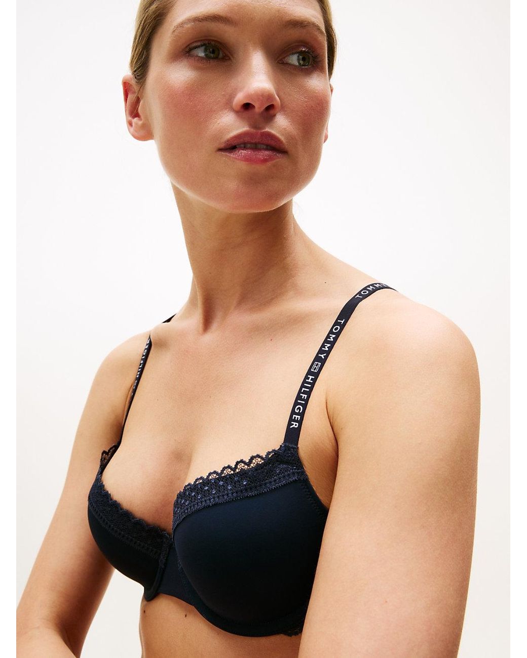 Tommy Hilfiger Blue Tonal Lace Demi-cup Bra