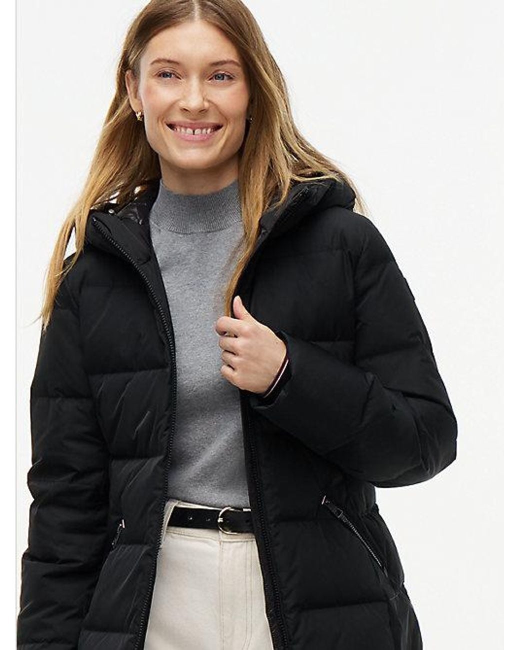 Tommy Hilfiger Black Slim Down Hooded Jacket