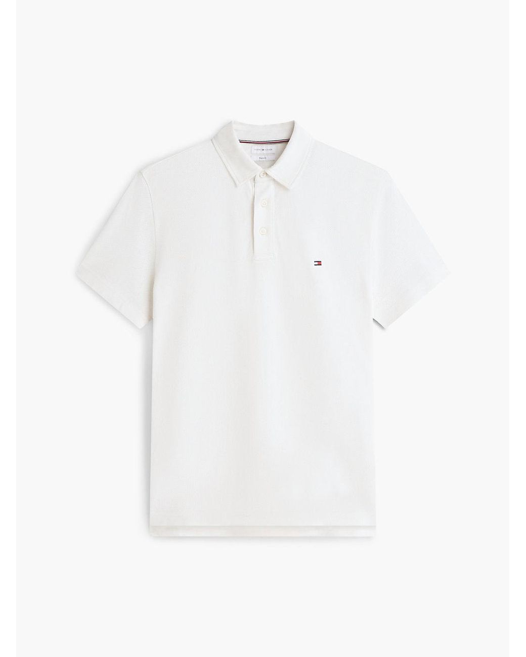 Tommy Hilfiger White Regular Fit Mesh Jersey Polo Shirt for men
