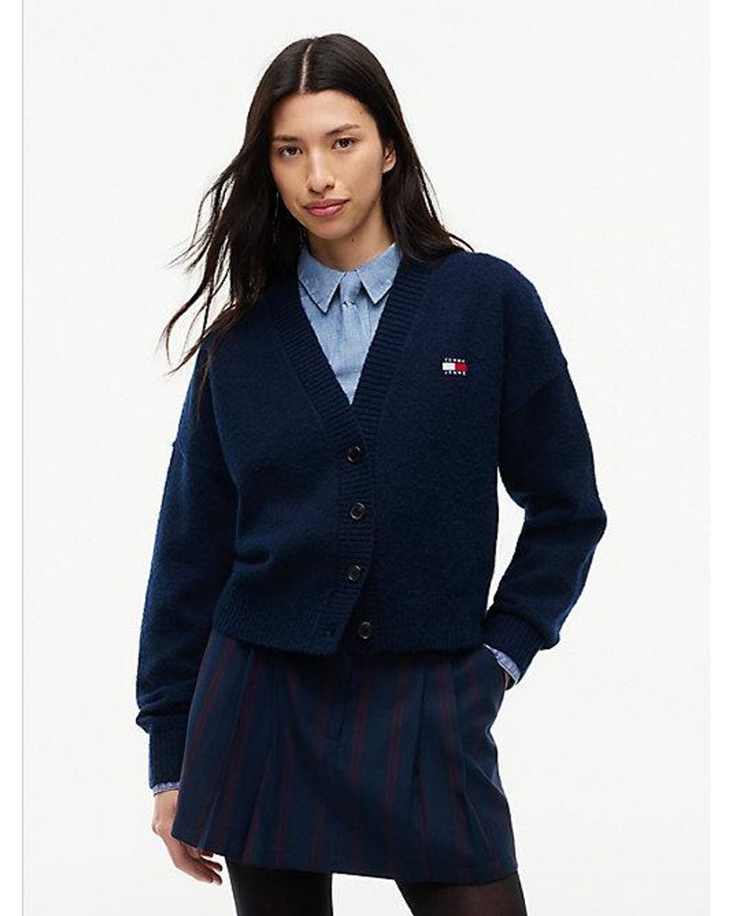 Tommy Hilfiger Blue Tommy Jeans Tommy Badge Fluffy Cardigan With Alpaca