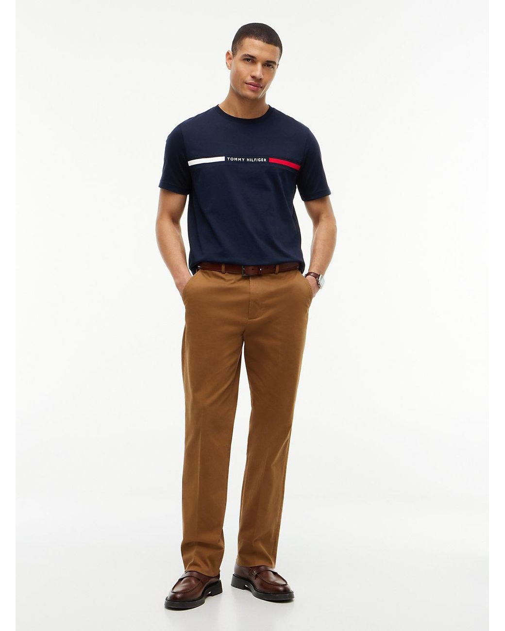 Tommy Hilfiger Blue Logo Embroidery Insert T-Shirt for men