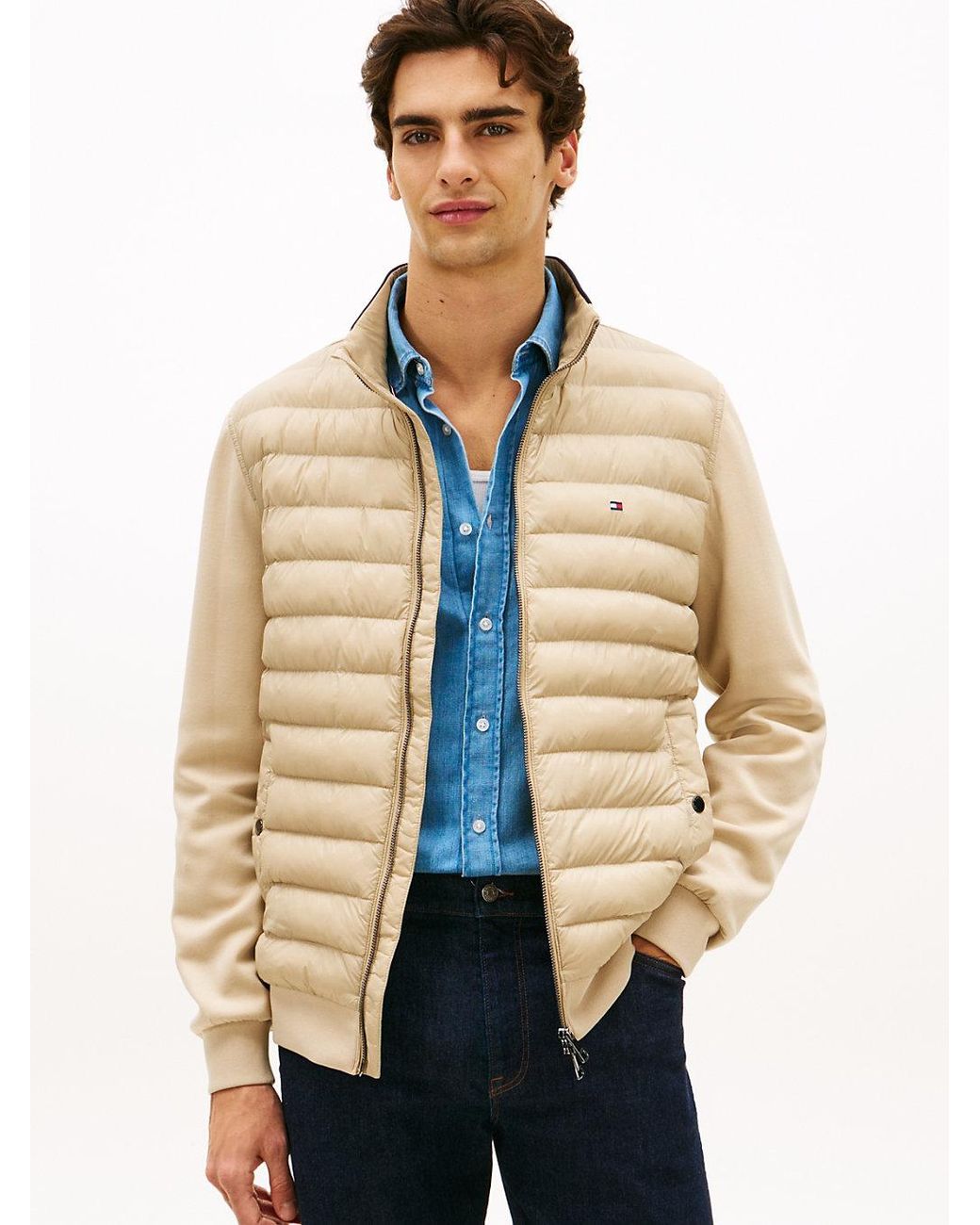 Tommy Hilfiger Natural Intechno Knit Zip-Thru Sweatshirt for men