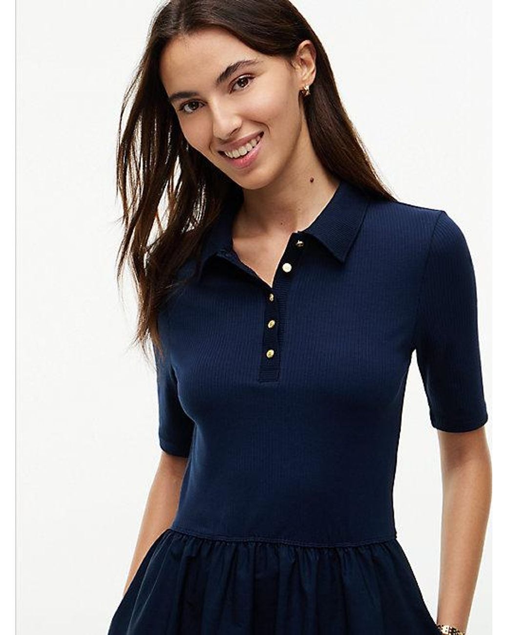 Tommy Hilfiger Blue Midi Fit And Flare Polo Dress