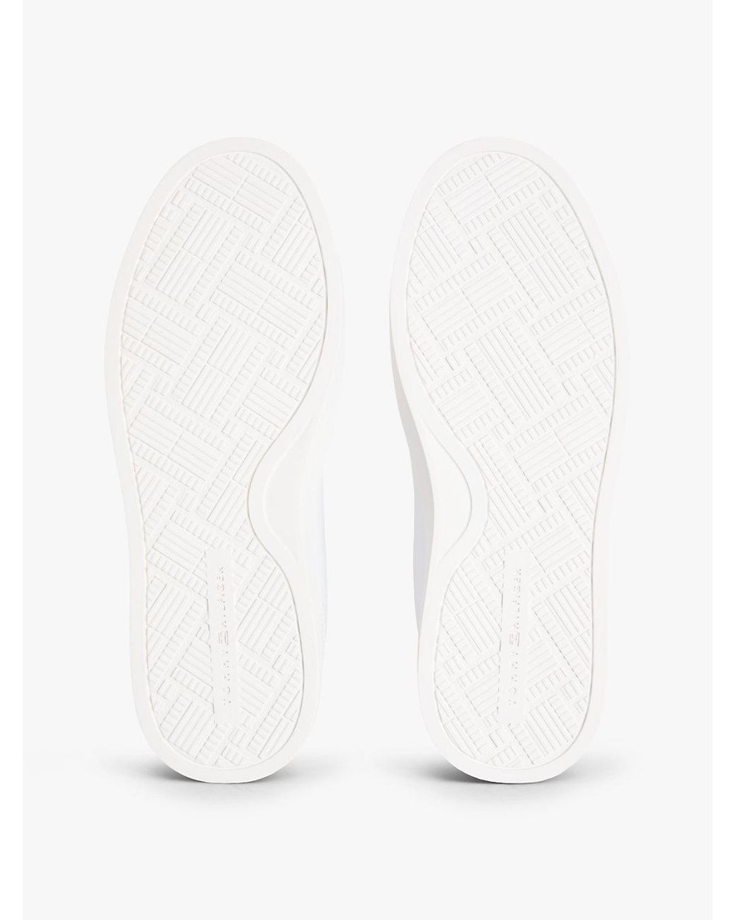 Tommy Hilfiger White Leather Metallic Logo Cupsole Trainers