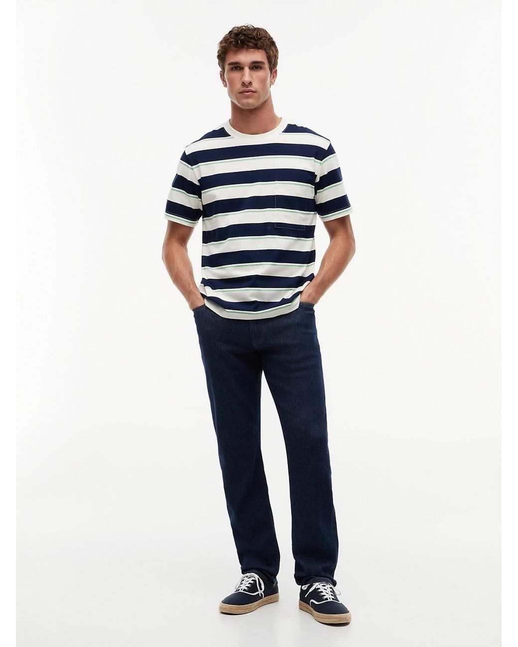 Tommy Hilfiger Blue Mixed Stripe Relaxed Jersey T-Shirt for men